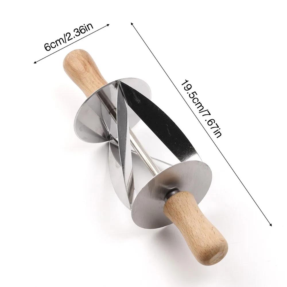Pastry Tool Stainless Steel Rolling Cutter for Making Croissant Bread Wheel Dough Pastry Knife Wooden Handle Baking Knife