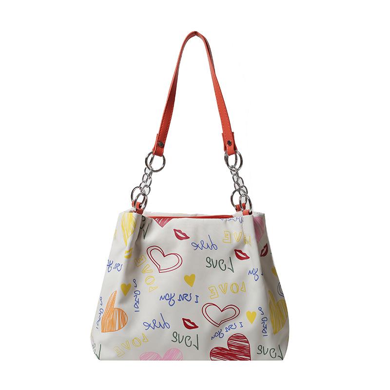 Graffiti Large-capacity Class Commuter Canvas Tote Bag Big Bag 2025 New Trendy Fashion Versatile Casual Shoulder Bag