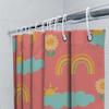Pink Shower Curtain With Sunshine Clouds Rainbow Flowers Decorative Waterproof Bath Mat Room Home Decoration Printing Size: 180X