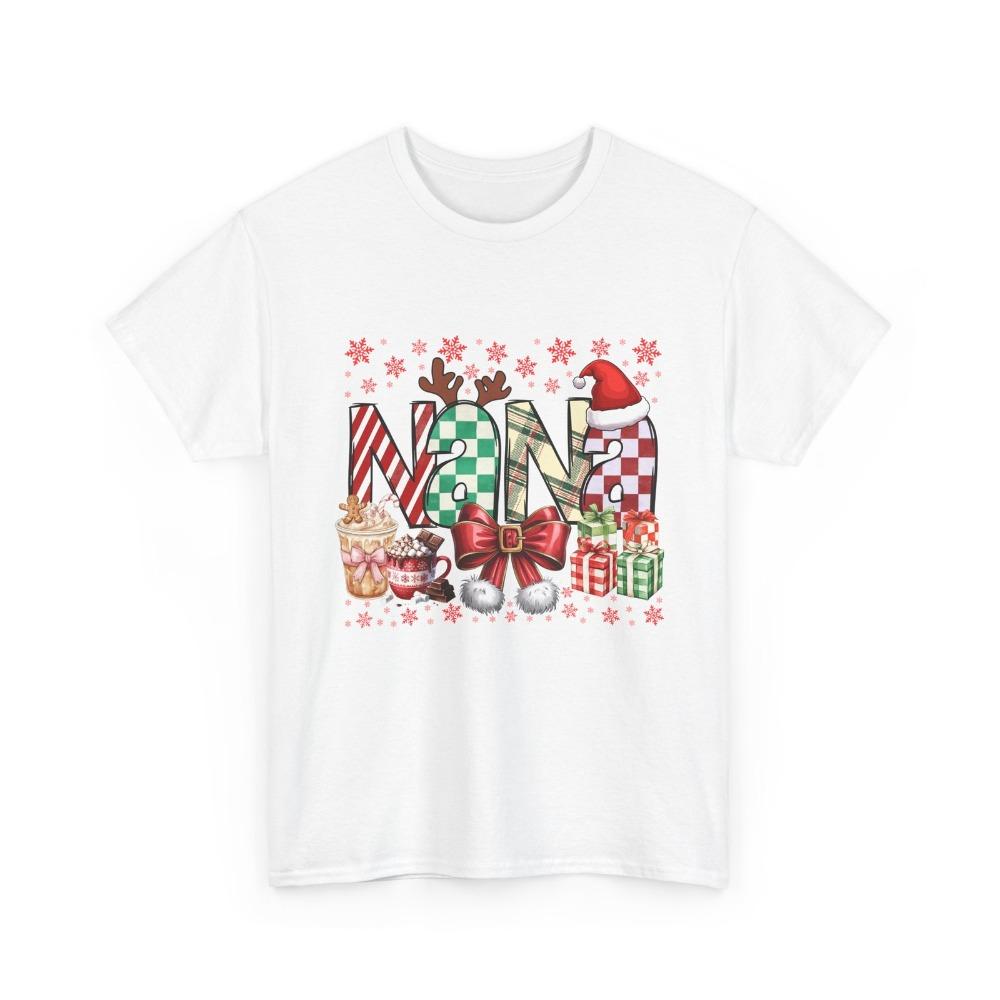 NANA Holiday Christmas TShirt Funny Cartoon Printed Tee Festive Santa Vibes Winter Clothing Women Fashion Casual Xmas Tops S