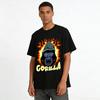 Fierce Gorilla With Flame Print Trendy Casual Crew Neck T-Shirt Pure Cotton T-shirt