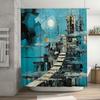 Modern Blue Abstract Art Print Shower Curtain for Bathroom Decor Customizable Size Water-Resistant Fabric 3D Home Decoration in