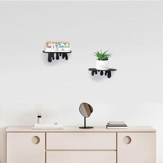 2Pcs Wall Mount Storage Shelf Strong Load-bearing Simple Installation Wall Floating Shelf Organizer Display Rack