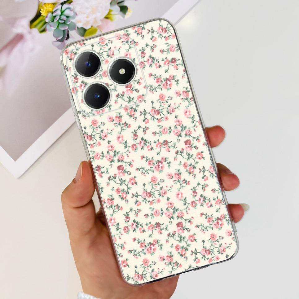 Voor Realme C63 C61 Narzo N61 N63 Hoesje Bloemen Vlinder Dames Mode Achterkant Transparant Zacht Slank Siliconen Bumper Shell