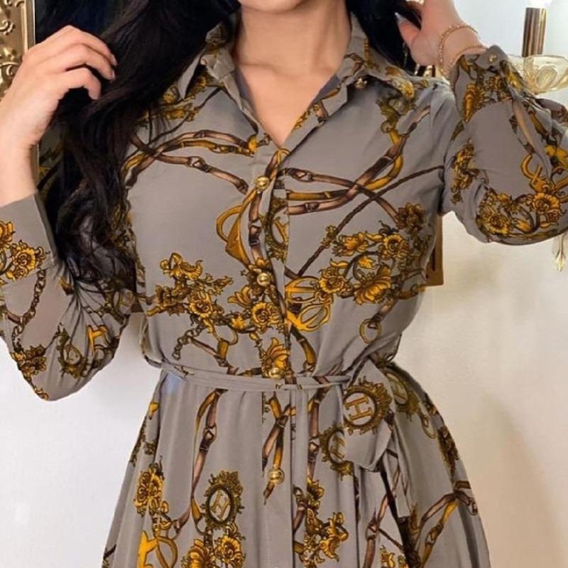 Spring and Autumn new I women's clothing is still Middle Eastern ethnic elegant dress retro printed robe