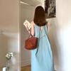 French Mori Pleated Sleeveless Dress Women's Summer Lazy Wind Loose Vest Long Dress Seaside Vacation Beach Dress