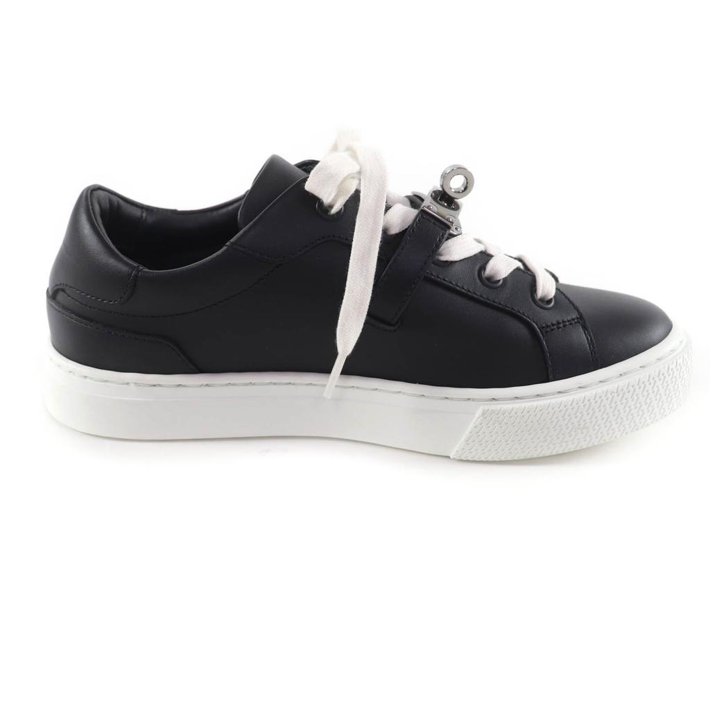 Ausgezeichnete HERMES Sneaker Day Kelly Schnalle Schnürschuhe schwarzes Leder Damen 35 Gebraucht