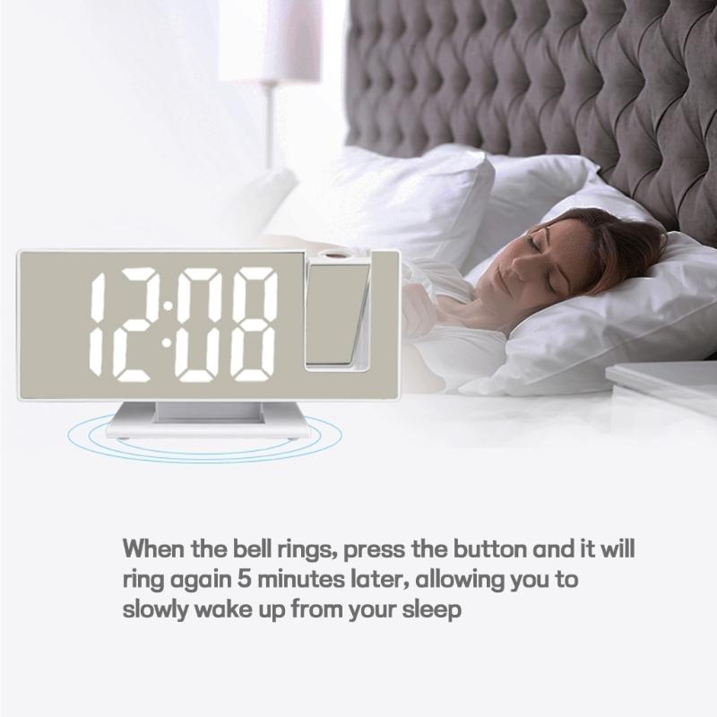 Digital Clock Temperature Display with Projection and Mirror Alarm Clock for Bedroom Easy to Set with Projection