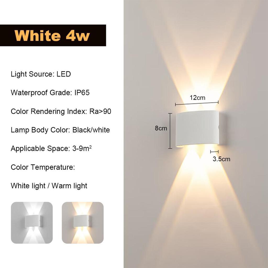 Wall Lamp 2w 4w 6w 8w Exterior Black Waterproof External Outdoor Lamps 110v/220v Led White Wall Mounted Up Down Light Warm White