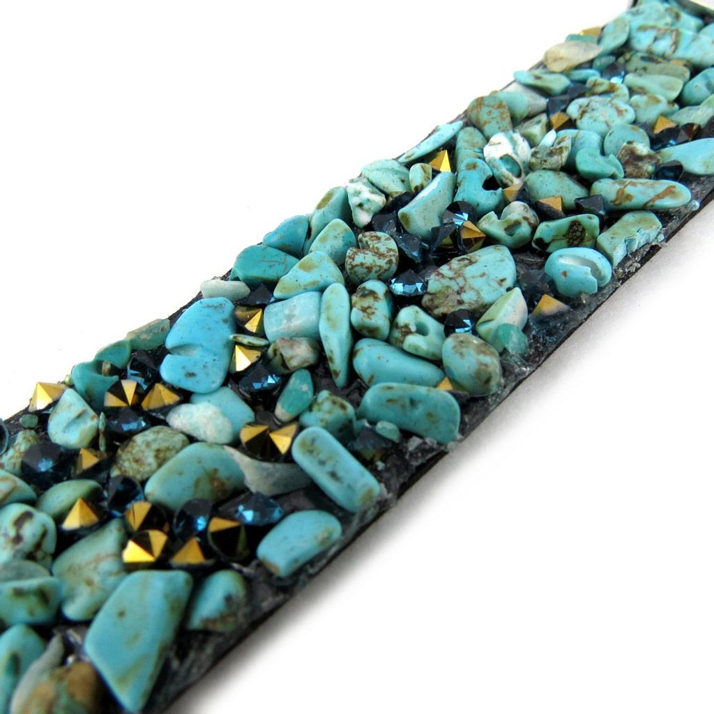 Les Trésors De Lily [N1037] - Fantazyjna bransoletka 'Mineralia' turkusowa czarna