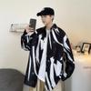 Autumn Retro Buckle New Chinese Style Stand Collar Shirt Men's Niche Graffiti Printing Design Sense Ruan Handsome Top