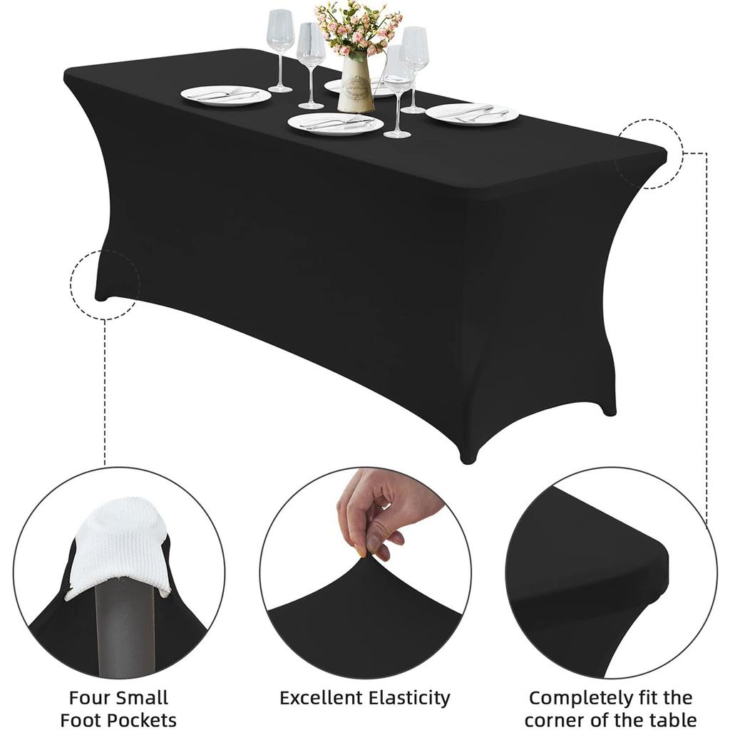 Spandex Tablecloth Tight Fitted Washable and Wrinkle Resistant Stretch Rectangular Patio Event Wedding Parties Table Cover