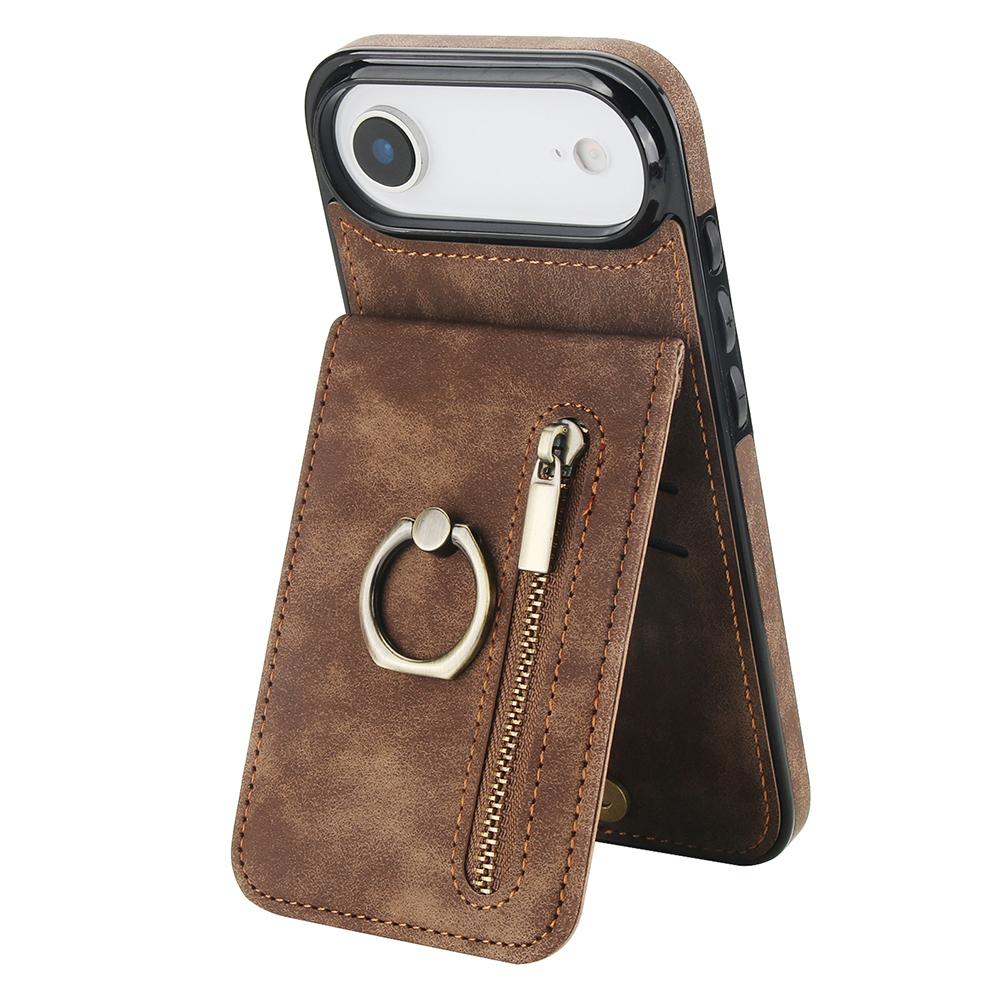 For iPhone Air Case Zipper RFID Blocking Retro Leather + TPU Phone Cover with Kickstand