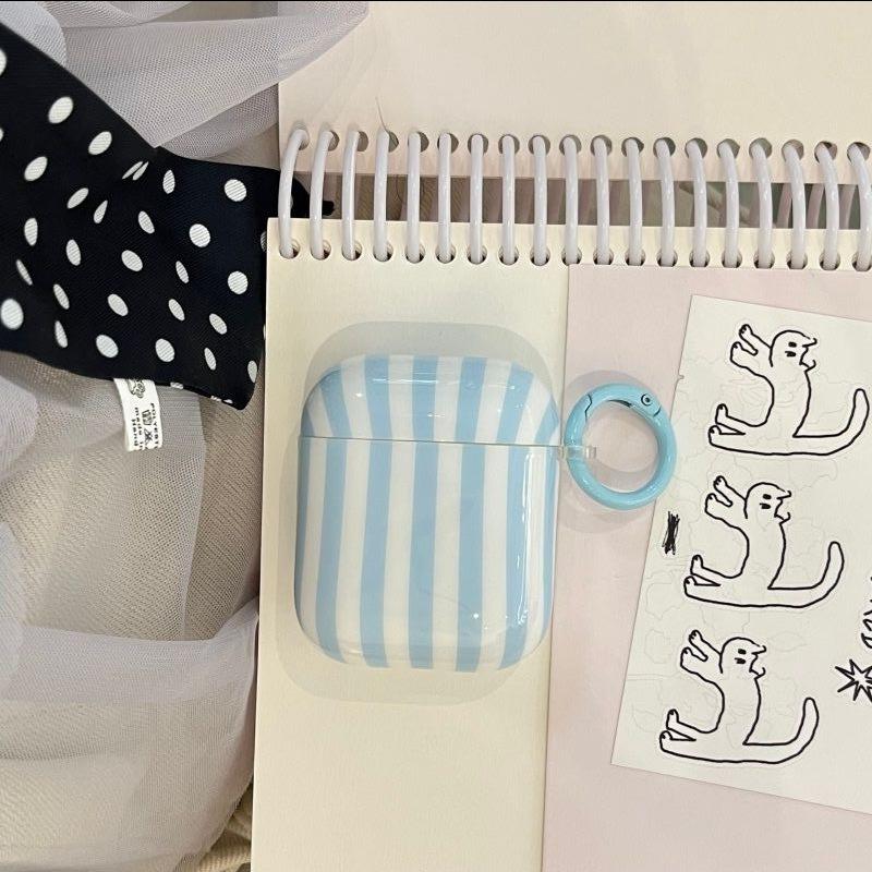 Hanfeng Ins Simple Striped AirPods 1 Generation Earphone Case for Apple Bluetooth Headset 1st Generation Pro1