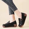 Genuine Leather Wedges Causal Shoes Women Thick Sole Heightening Platform Mother Ladies Soft Non-Slip Walking Shoes