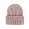 Solid Color Kids Knitted Beanie Hat Cat Ear Embroidered Bonnet Fashion Winter Cap  For Children