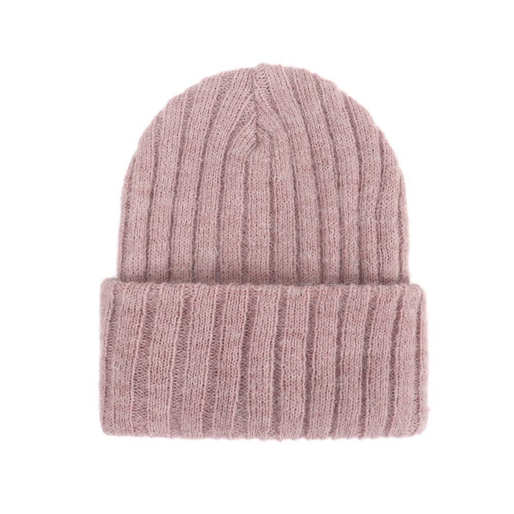 Solid Color Kids Knitted Beanie Hat Cat Ear Embroidered Bonnet Fashion Winter Cap For Children