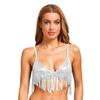 No-pad Wireless Bralette Bra Womens S-3XL - Shiny Sequin Tassel Top with Swing Fringe for Belly Dance Disco