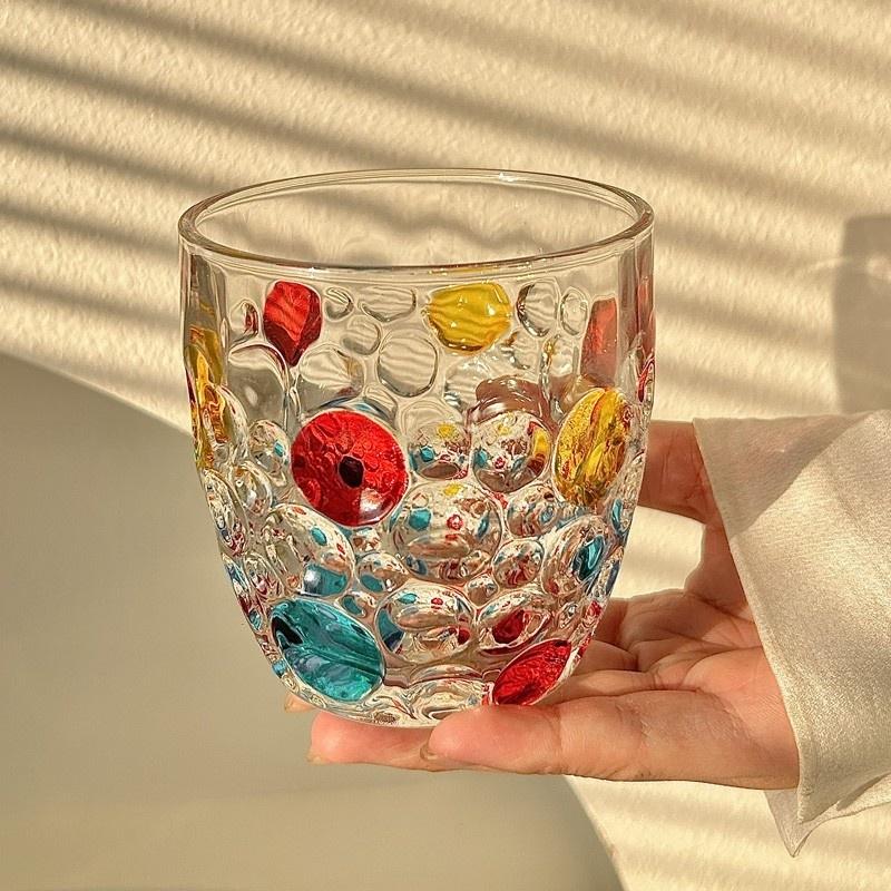 Creative Color Bead Cup Light Luxury Ins Wind Color Dot Juice Cup Milk Cup Coffee Cup Glass Cup