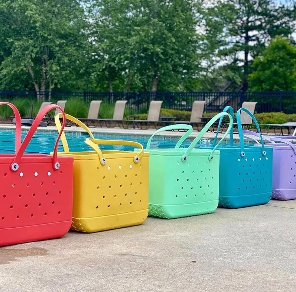 Bolsa de Playa Bolso Tote Ligero de Goma Grande Impermeable Lavable para Exterior Bolso de Mano Duradero Abierto para Viajes Camping Playa Deportes Barco Piscina Gimnasio