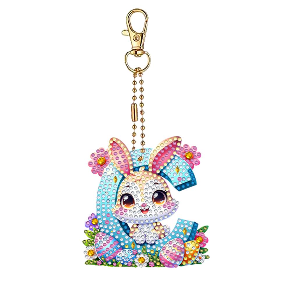 Easter Diamond Art Keychain Ornaments Double Sided Hanging Key Chains Diamond Painting Keychain Kits 5D DIY Diamond Art Pendants
