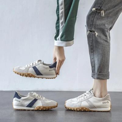 Damen Weiche Leder Schuhe Bequem Atmungsaktiv Lässige Sneaker 2026 Koreanisch Neu Schnürung Rutschfest Flach Sportschuhe Laufschuhe