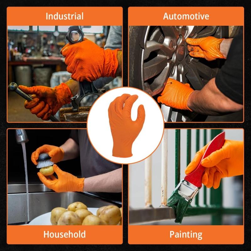 8Mil Thick Nitrile Gloves with Diamond Textured Disposable Gloves Heavy Duty Industrial Latex Free Tattoo Mechanic Safety Gloves