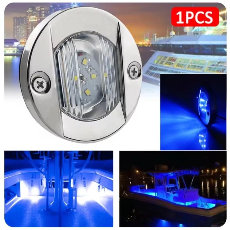 1-4pcs Blue+White Marine Boat LED Deck Courtesy Lights Waterproof Stern Transom Lamp