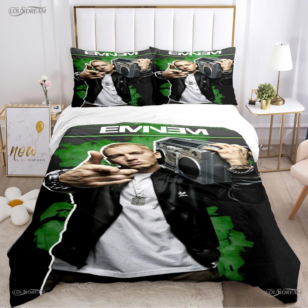 Eminem Cantante Hip-Hop Copripiumino Stagione Unica Matrimoniale Copripiumini e Federe per Adolescenti Singolo/Matrimoniale/Queen/King