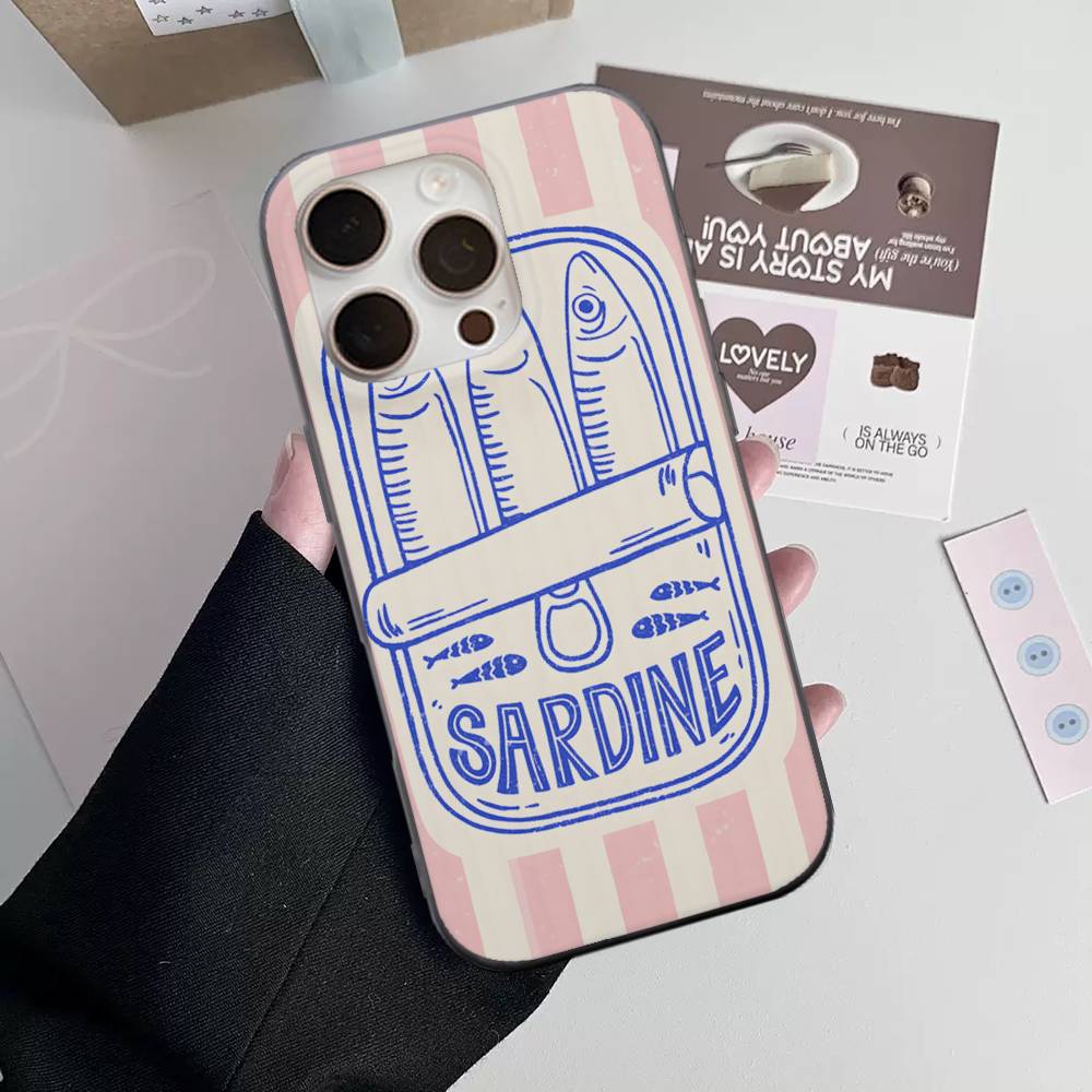 Sardines Soft Corrugated Transparent Phone Case For IPhone 17 15 16 11 12 13 14 Pro Max Plus Pro