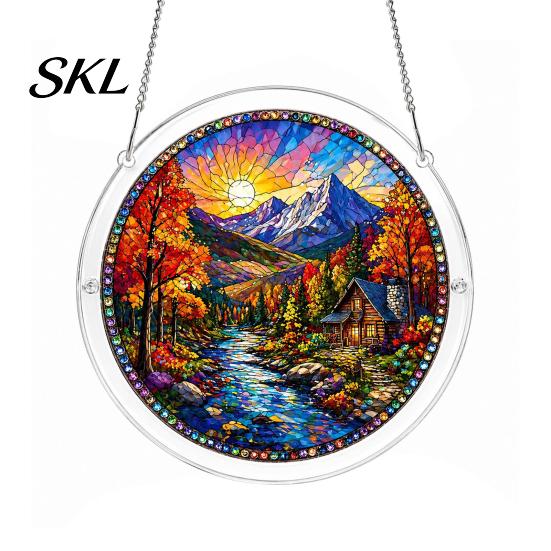 Home Decor Puzzle Gift Acrylic Suncatcher, Colorful Window Hanging, 7.48 Inch Sun Catcher Stained Glass Decoration Ornament, Ideal for Gifting