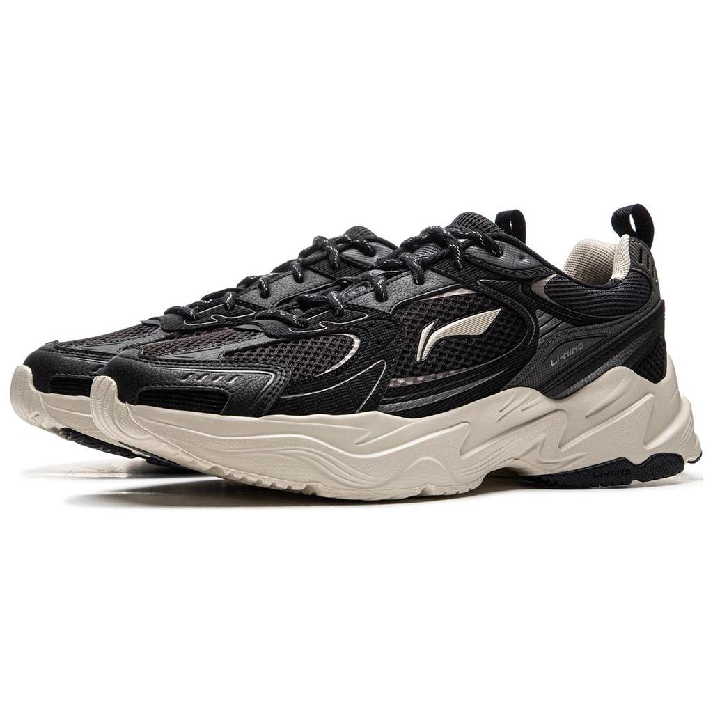 Li Ning Shooting Stars 2K Cushioning Slip Resistant Abrasion Resistant Support Low Top Chunky Sneakers Men's Black AGCU329-2