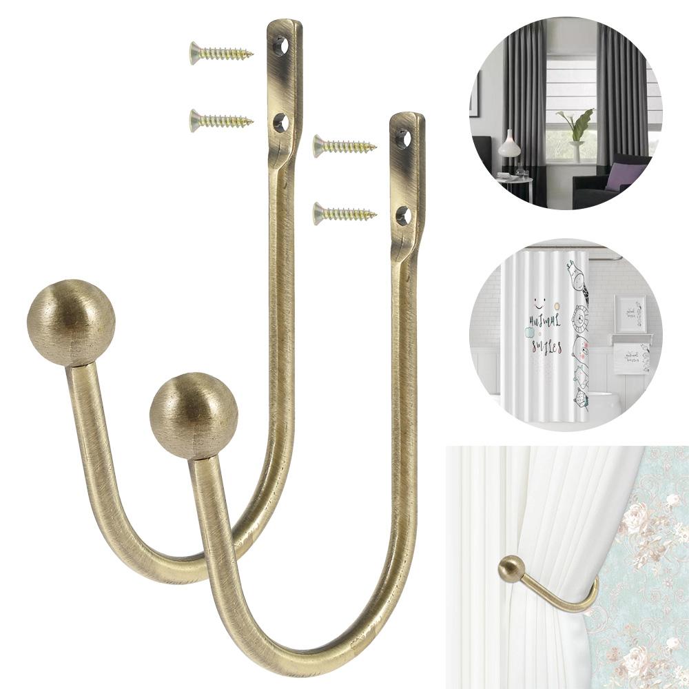 2Pcs Curtain Holdbacks Curtain Hooks Wall Mounted Curtain Tieback Multifunctional Durable Holder Home Decor Curtain Accessories