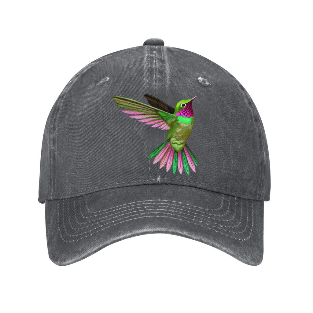 Hummingbird Print Baseball Cap Vibrant Adult Unisex Cotton Adjustable Casual Denim Style Cap
