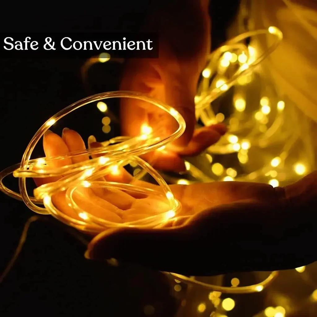 LED Solar Strip Rope Tube Fairy Light Solar Powered Garland String Light Christmas Decor for Outdoor Garden Lawn Tree Yard Fence