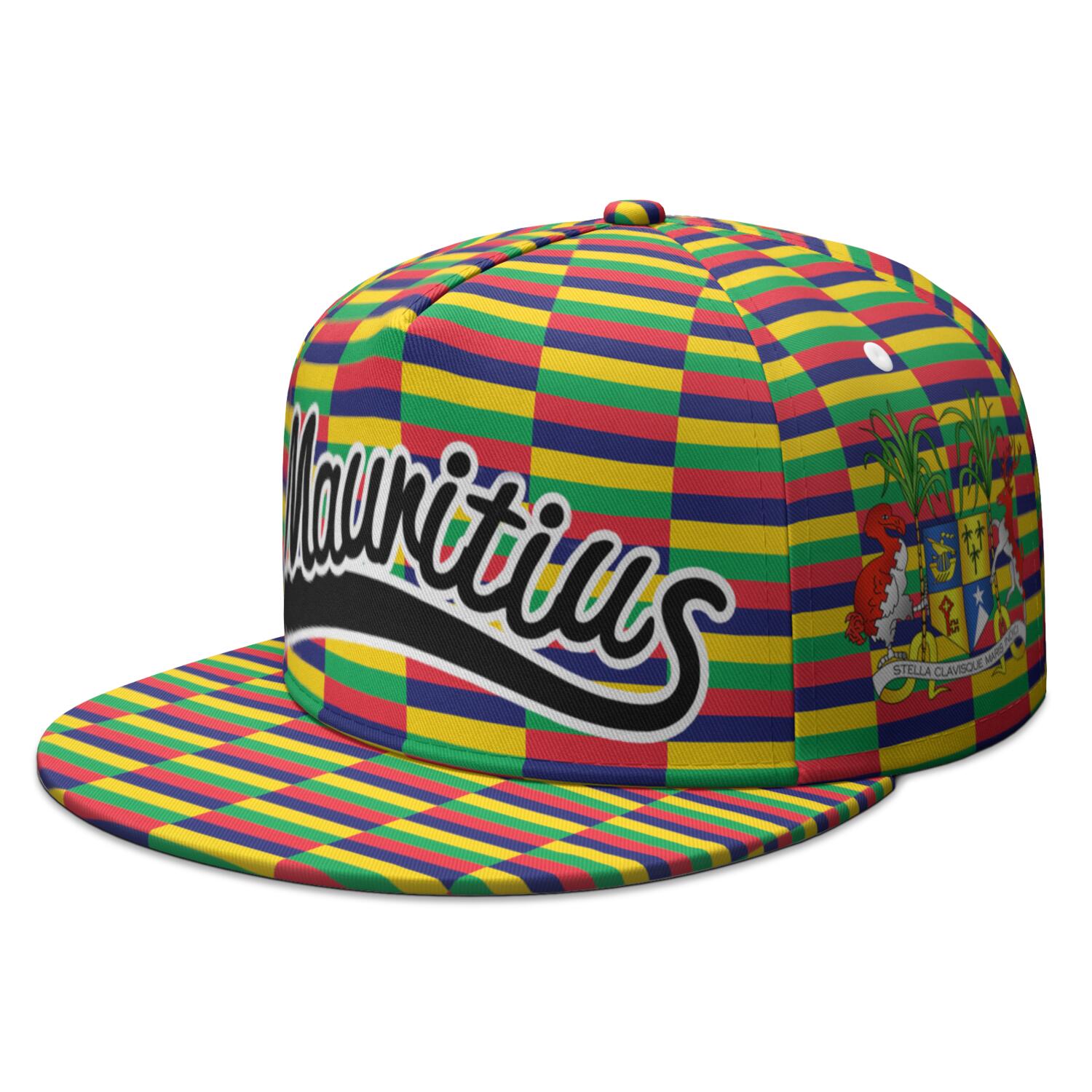

Mauritius Flat Brimmed Cap Custom Made Name Team Logo Hip-hop Hat Country Fishing Travel French Nation Mauritian Flag Headgear Adjustable