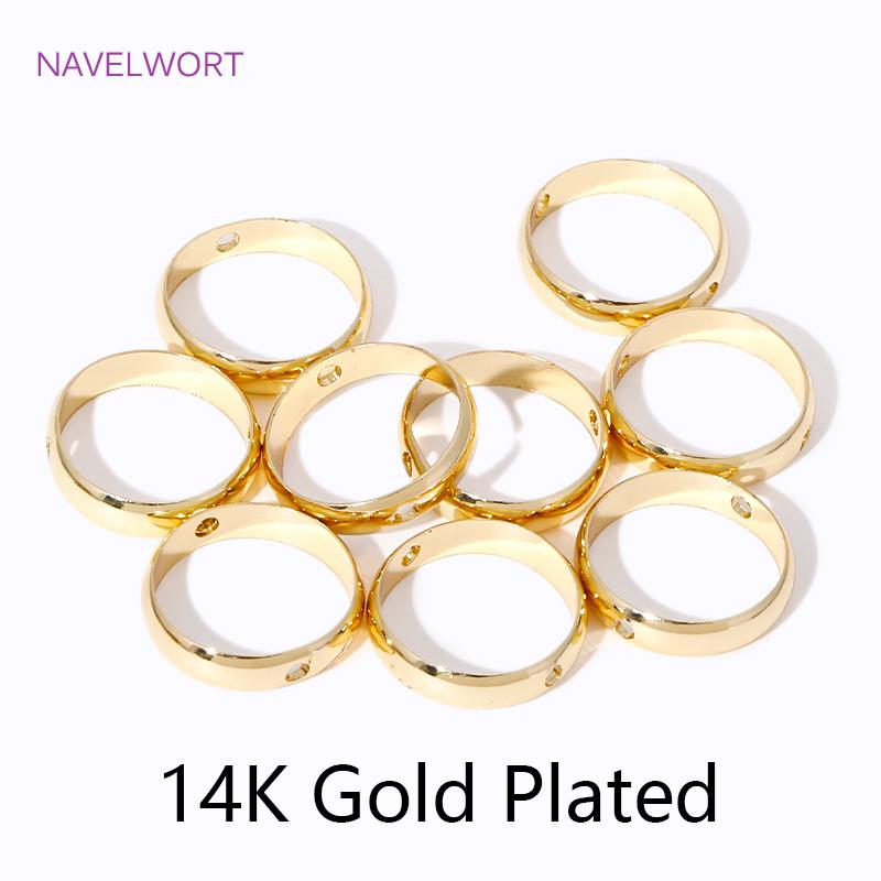 

14K Gold Plated Brass Round Frame Beads Connector,Through Hole Bead Spacer Beads For DIY Beading Jewelry Making Supplies 8mm-20 pieces