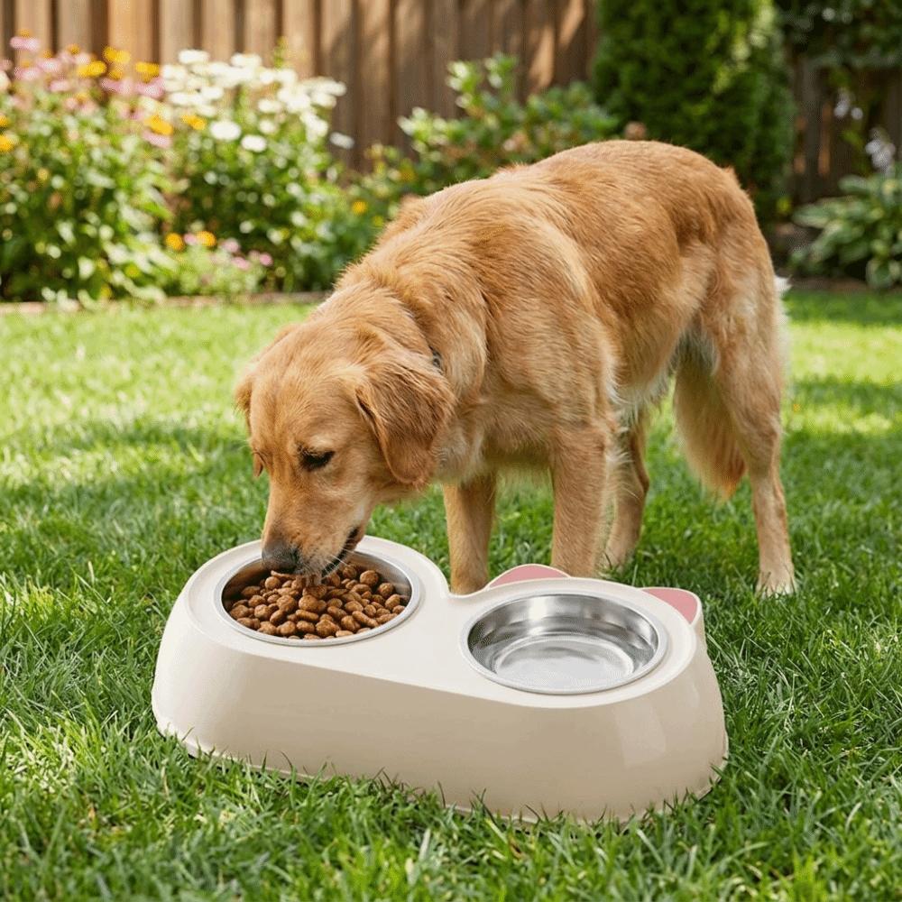 Non-Skid Base Pet Double Bowls Plastic Pet Water Feeder Cat Food Water Bowls  For Cats Dogs