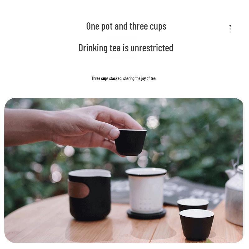 Mingzhan Portable Ceramic Kung Fu Travel Tea Set - 1 Teapot, 3 Cups