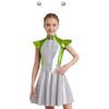Girls Alien Costume Set Cap Sleeves High Waist Design A-Line Dress Outer Space Cutie Outfit Hair Hoop Included
