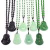 Schwarz Grün Buddha Anhänger Halsketten Frauen Amulett Chinesischen Stil Maitreya Halskette Schmuck Stil Drop Shipping