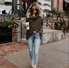 Women's High Neck Solid Color Knit Pullover Sweater 2026
