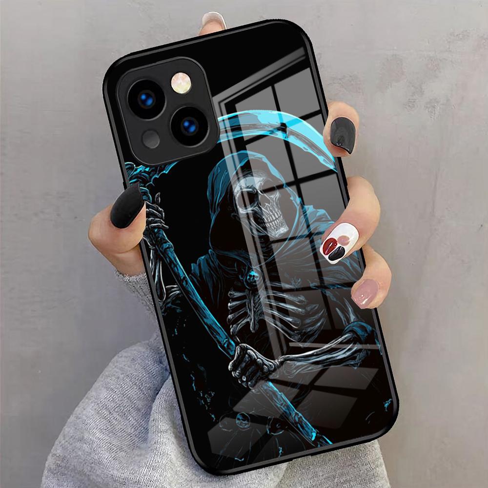 S-Skull S-Skeleton Grim Reaper Phone Case For IPhone 17 Pro Max 16 15 14 Pro Max 13 11 X Xs Xr 8 7Plus Glass Cover