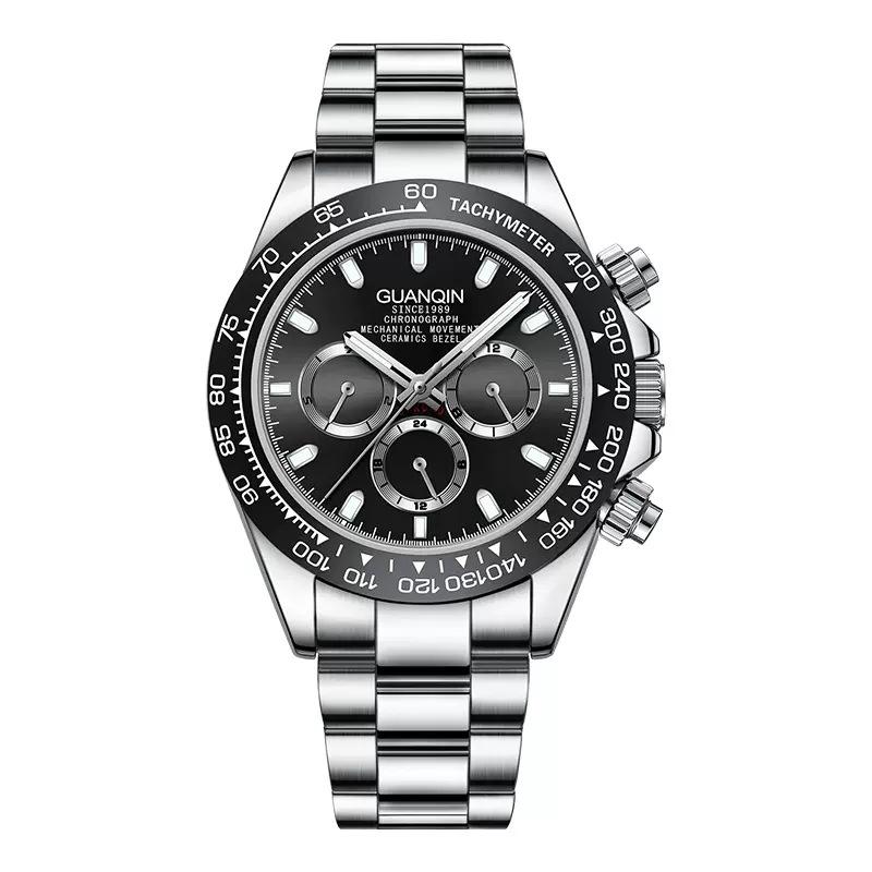 

Мужские автоматические водонепроницаемые черные спортивные часы для дайвинга с многофункциональным циферблатом