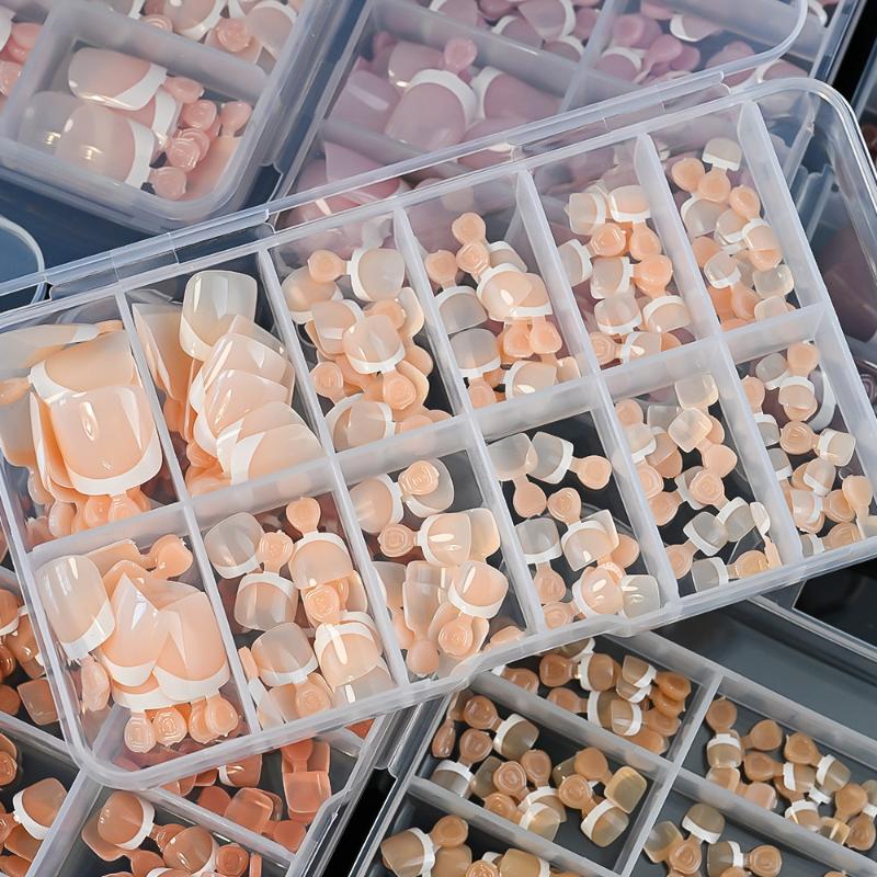 120 Adet Fransız Kısa Kare Basmalı Takma Tırnak Nude Pembe Tam Kaplama Sahte Ayak Tırnakları Kadınlar İçin Sahte Ayak Tırnak Uzatma