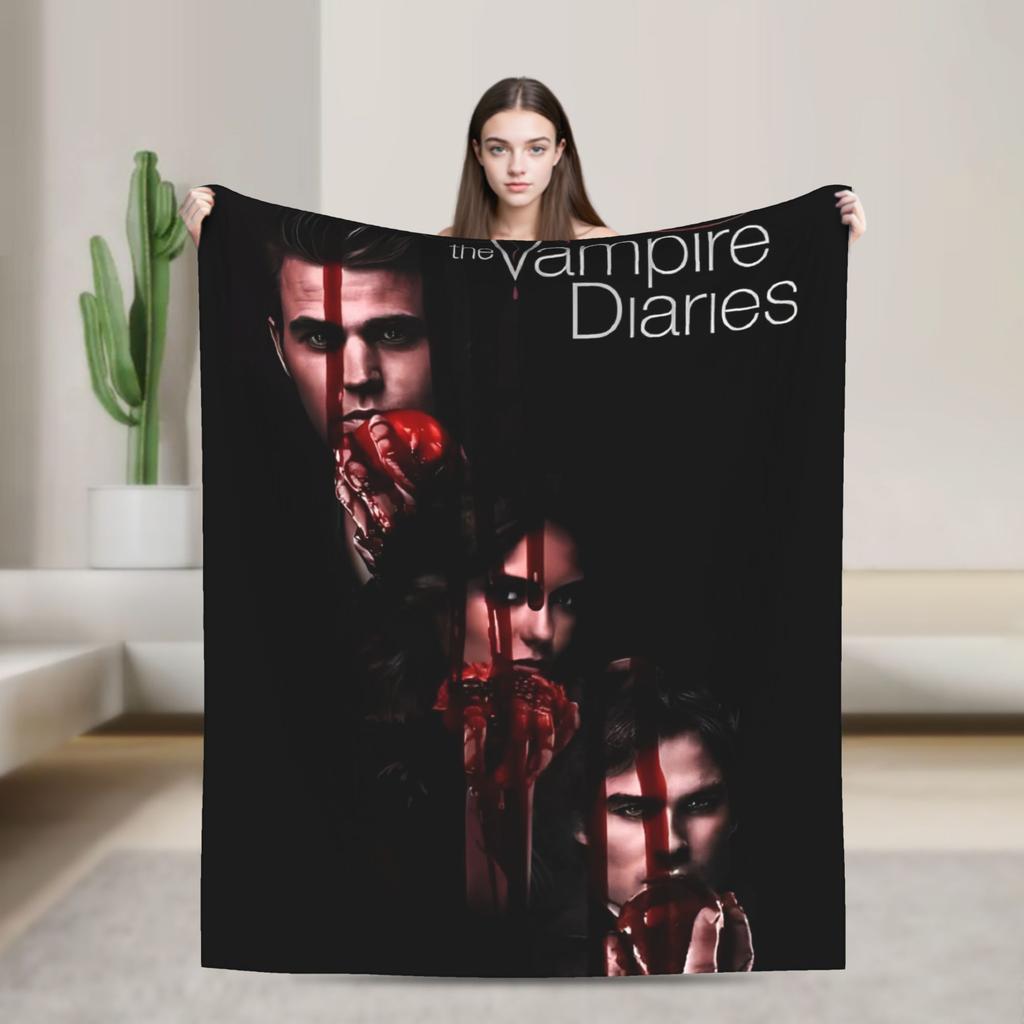 The Vampire Diaries Damon salvatore Blanket Print Plush Throw Blanket For Home Decor Travel Office Flannel Bedspread Bed Cover