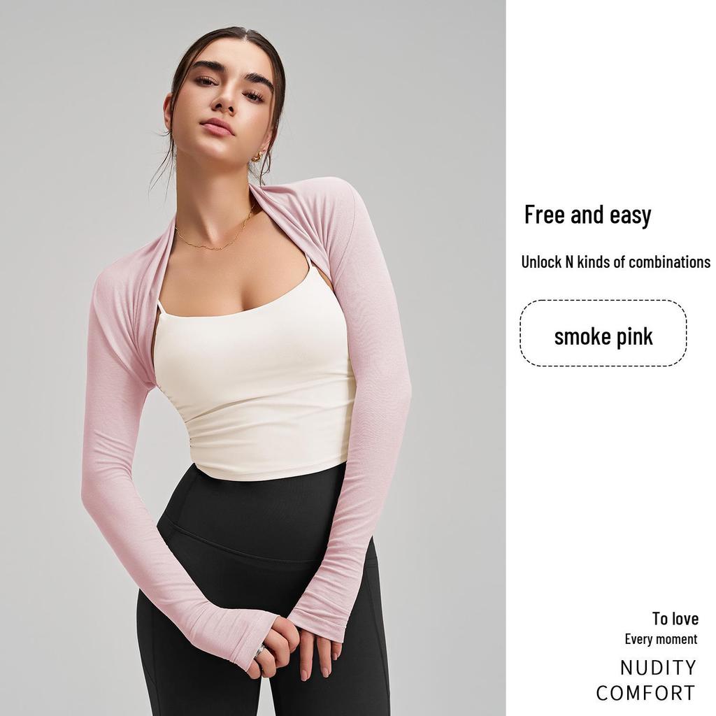 Curated Sports Long Sleeve Yoga Cardigan - Solid Color Shawl for Armpit Coverage & Training