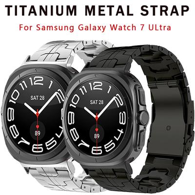 Samsung Galaxy Watch 7 Ultra 47mm için Lüks Titanyum Bant Galaxy Watch 7 47mm için Metal Kayış Boşluk Yok Kavisli Uç Bağlantı Bileziği