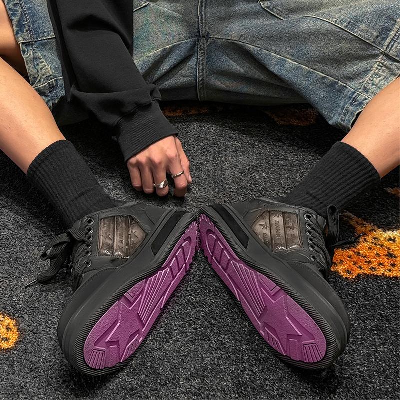 

Трендовые туфли на платформе, маленькая парусная лодка, черные, на толстой подошве, увеличивающие рост, универсальные, нишевые, нескользящие, низкие, повседневные, мужские туфли Female code 36 чёрный