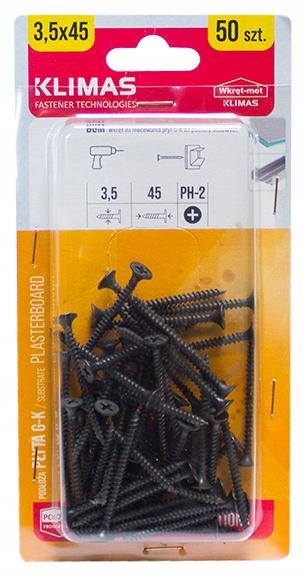 Phosphated screw for fastening plasterboards to steel substrates 3.5x45 50 pcs